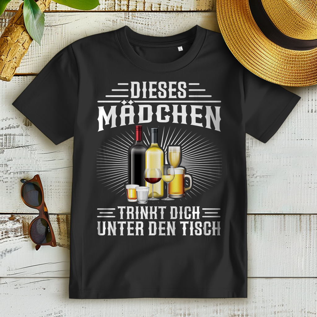 Dieses Mädchen trinkt dich unter den Tisch Shirt Damen Geschenk Party Alkohol