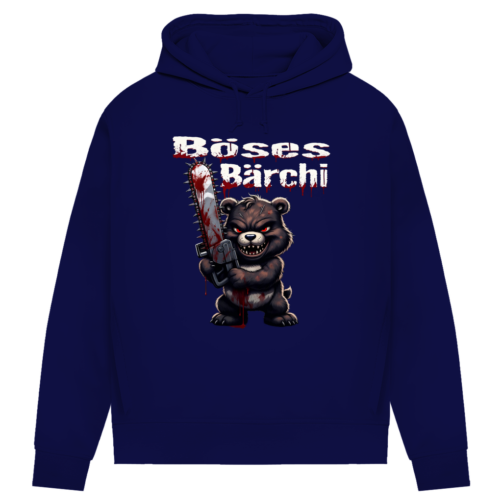 Böses Bärchi Kettensäge Damen Premium Bio Hoodie Navy Blue