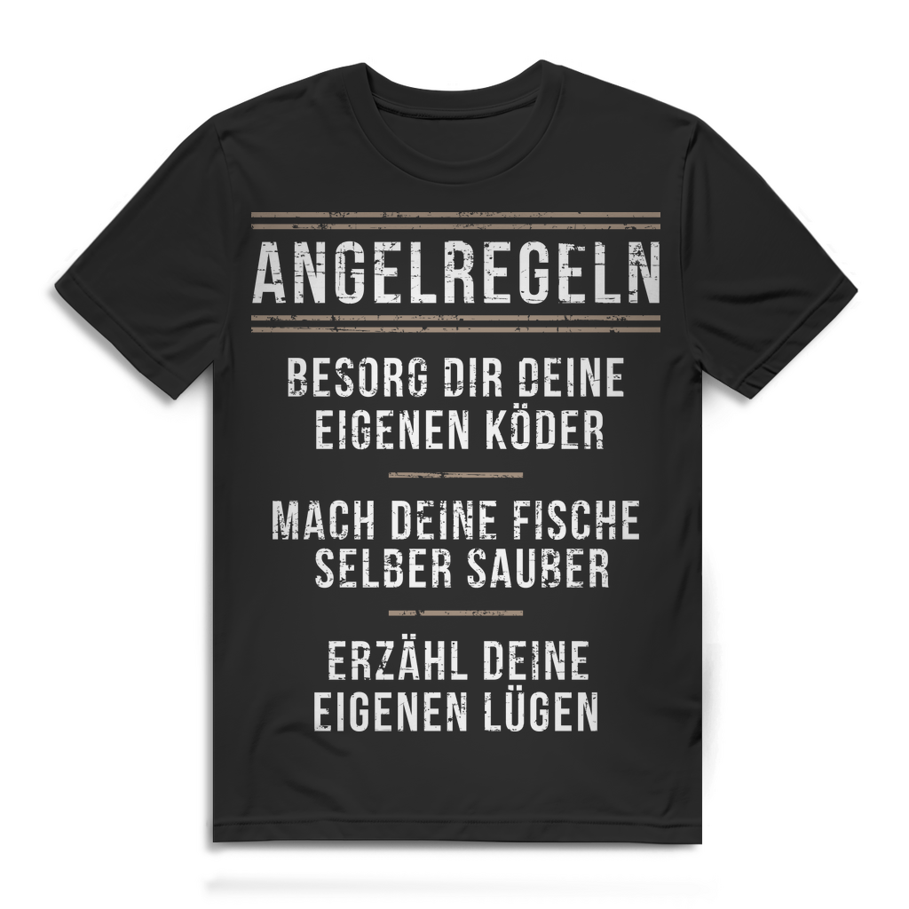 Herren T-Shirt Angelregeln Besorg dir deine eigenen Köder Angler Shirt Black