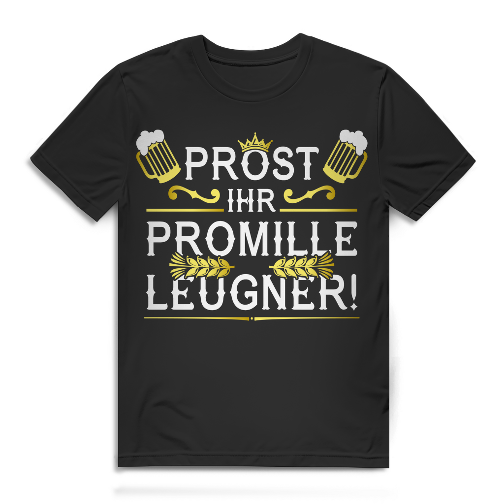 Herren T-Shirt Prost ihr Promille-Leugner Bier Spruch Bio Baumwolle Black
