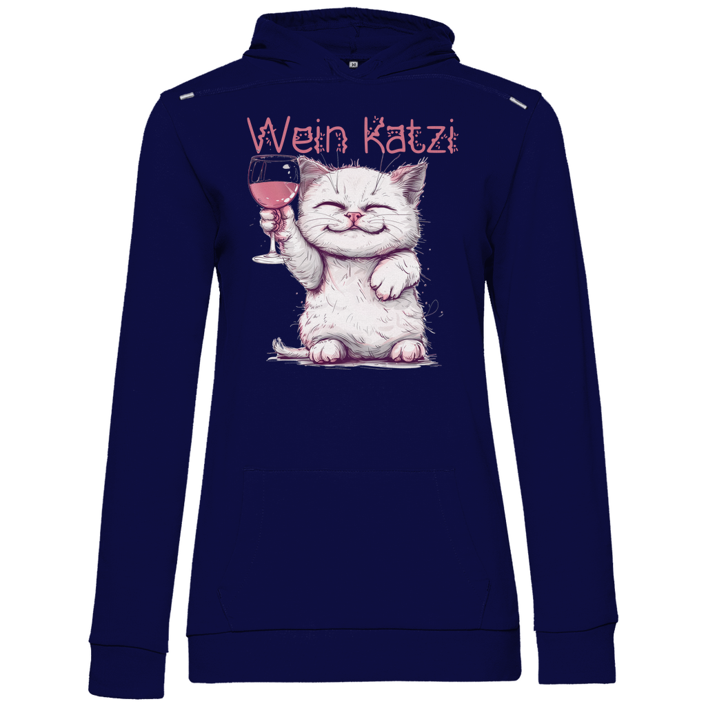 Wein Katzi Katze - Damen Hoodie Navy Blue