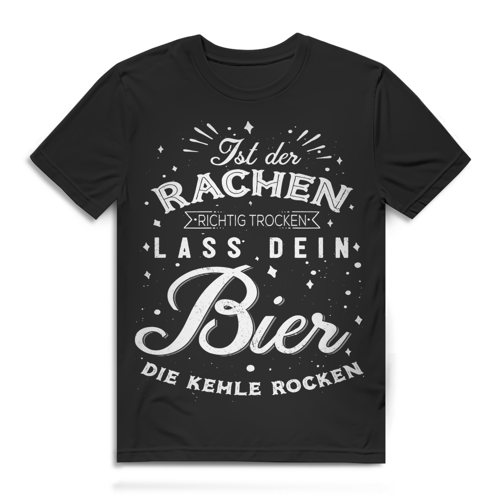 Lustiges Bier T-Shirt für Herren – lass dein Bier die Kehle rocken Black