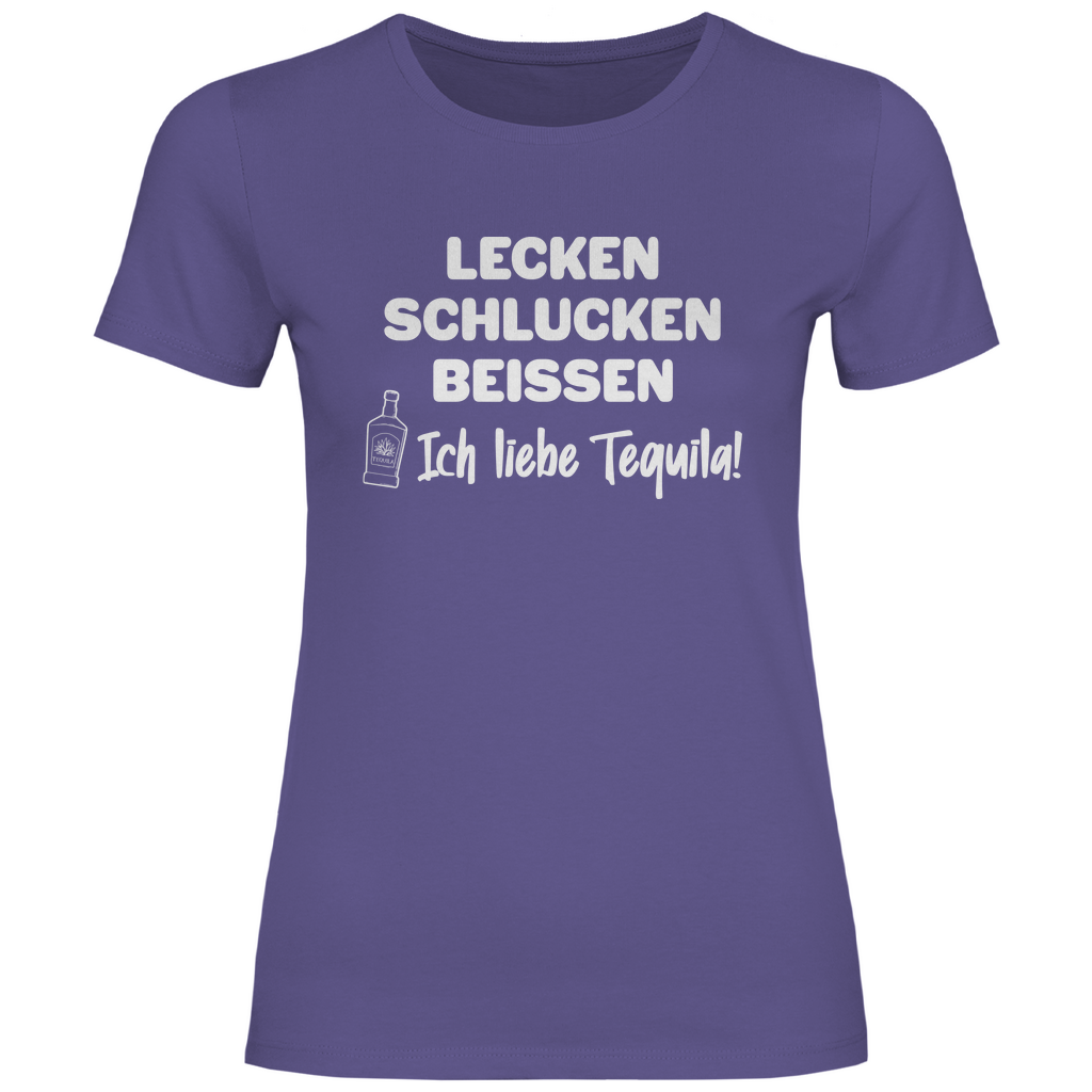 Lecken Schlucken Beissen ich liebe Tequila - Damenshirt Millennial Lilac