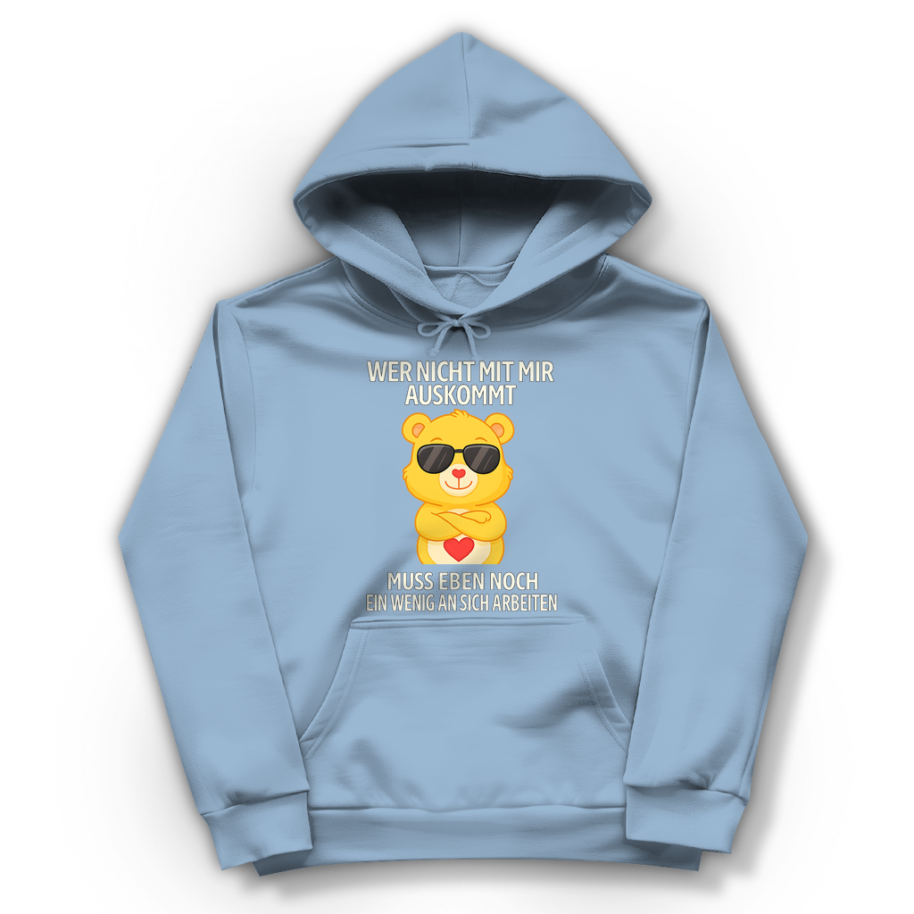 Damen Hoodie Muss an sich Arbeiten Glücksbärchi Sky Blue