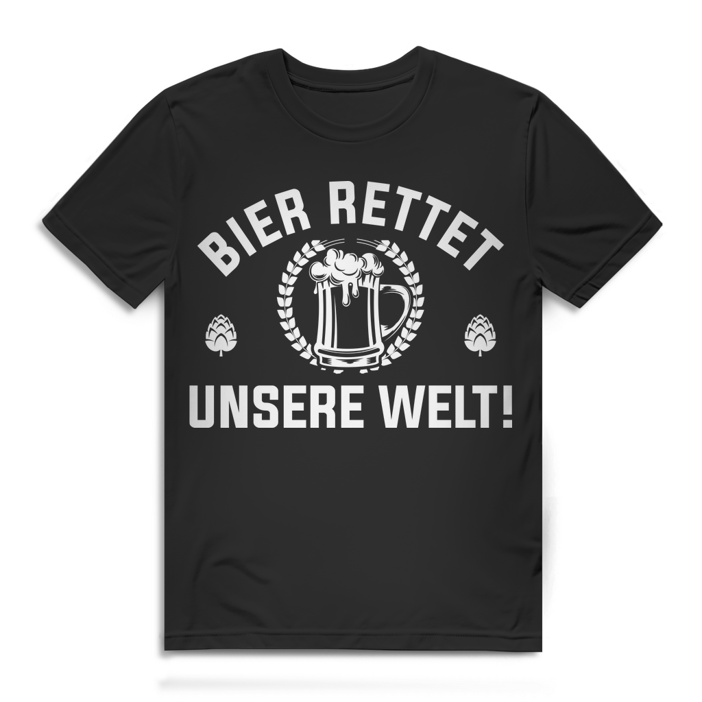Bier rettet unsere Welt – Lustiges Herren T-Shirt für Bierliebhaber Black