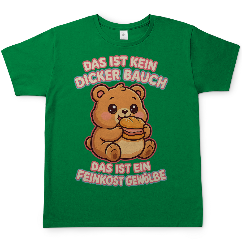 Herren T-Shirt Das Ist Kein Dicker Bauch Das Ist Ein Feinkost Gewölbe Teddybär Kelly Green