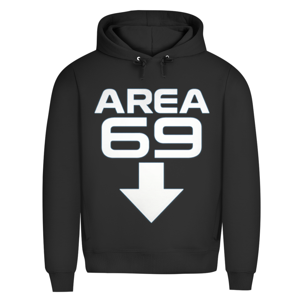 Herren Premium Bio Hoodie Area 69 Black Pure