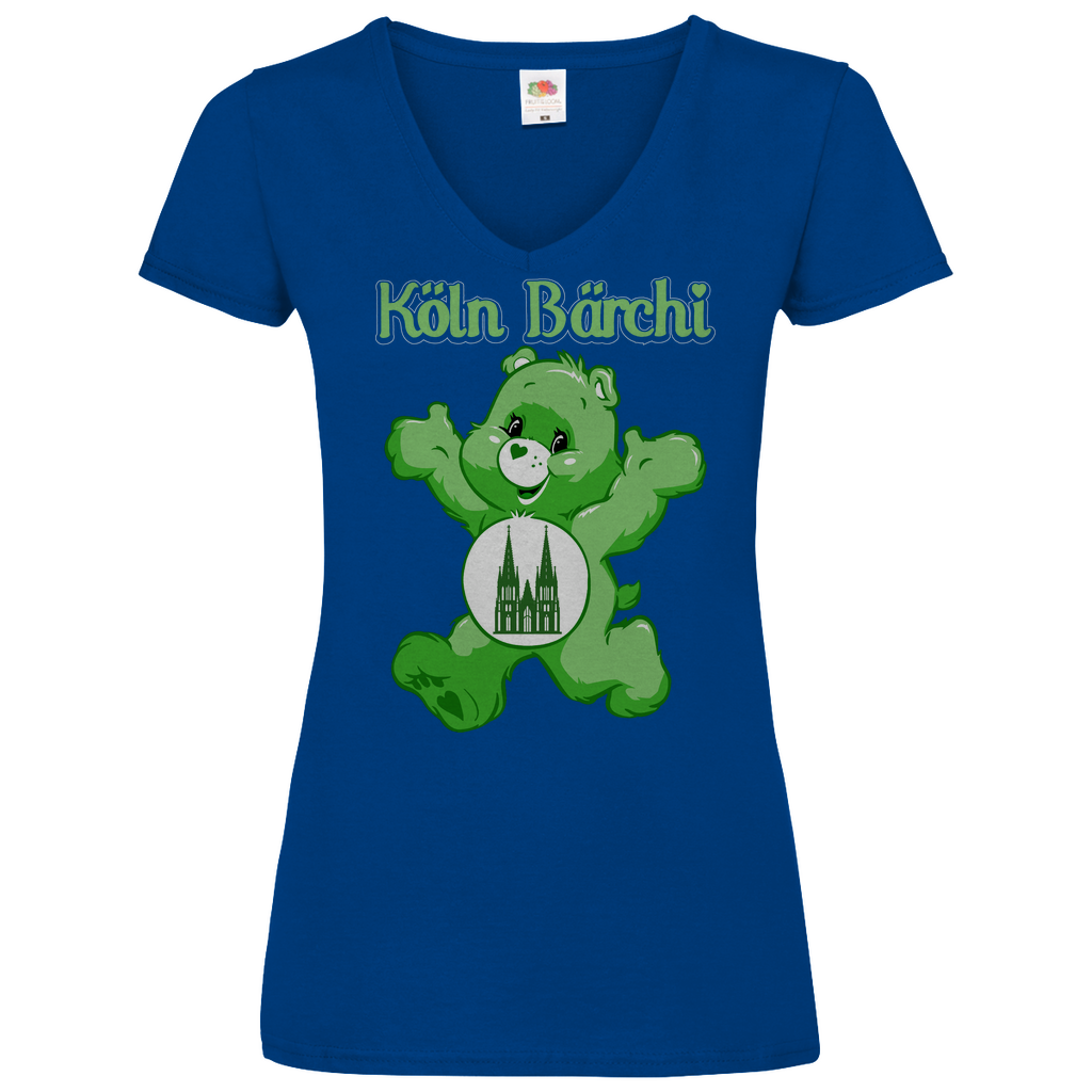 Köln Bärchi - Glücksbärchi - V-Neck Damenshirt Royal Blue