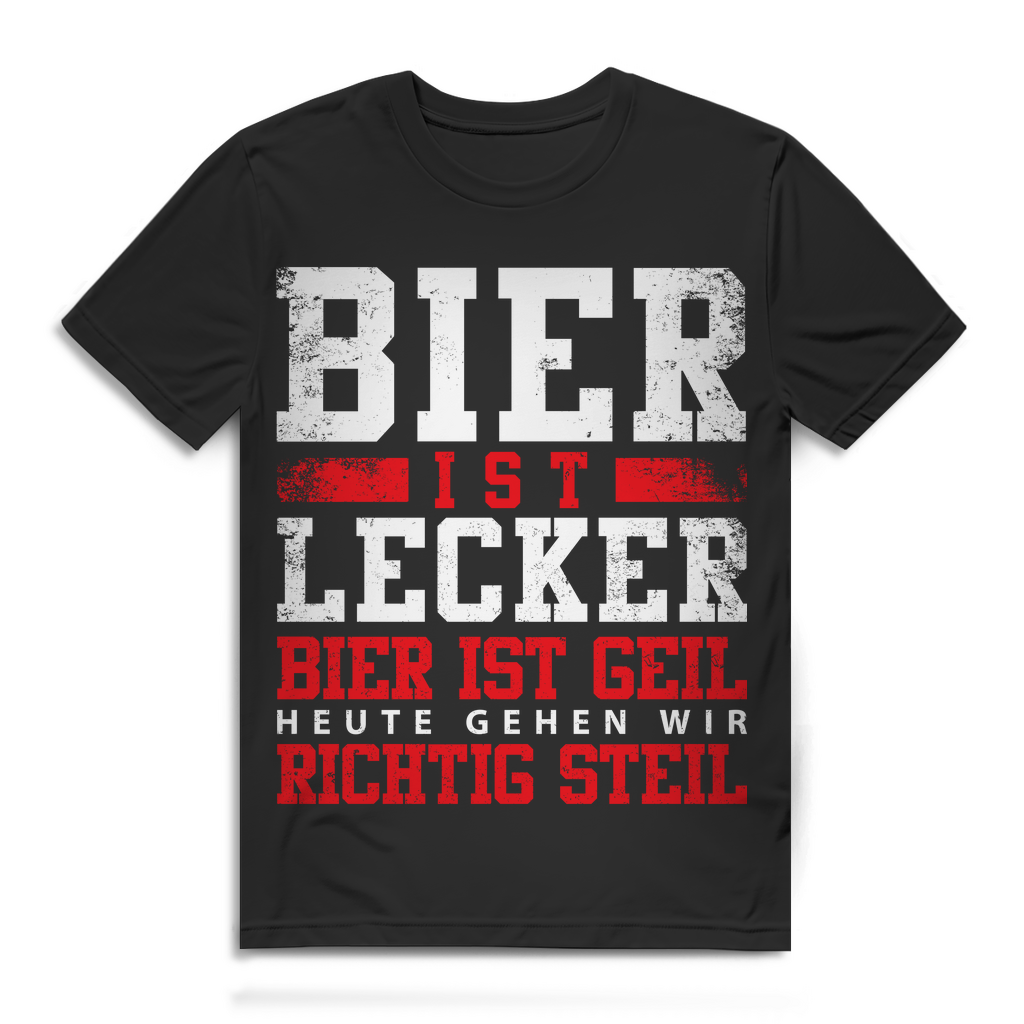 Herren Funshirt Bier ist geil – Festival Shirt mit Party Spruch für Männer Black
