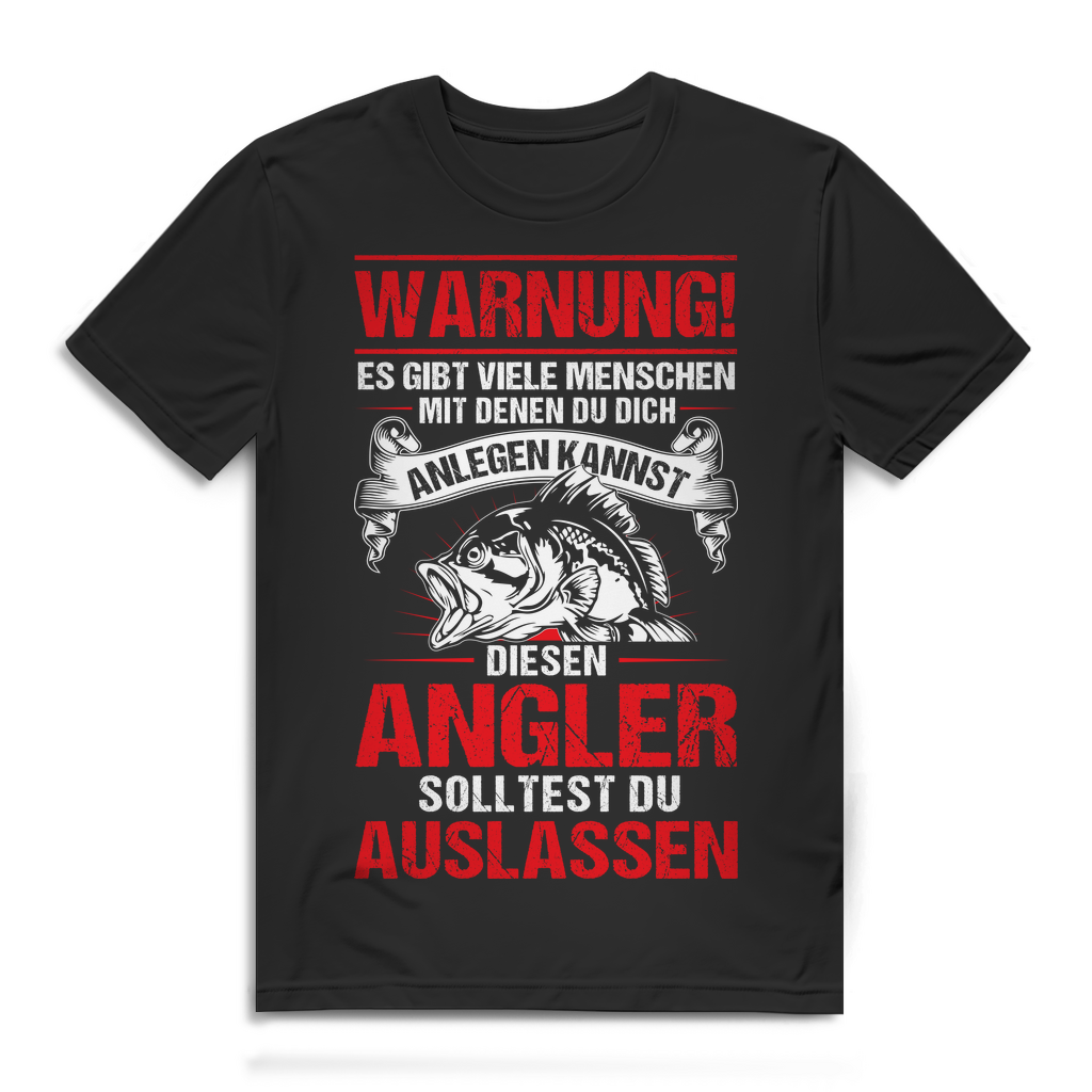 Warnung Angler Shirt – Lustiges Angeln T-Shirt – Geschenk für Fischer Männer Black