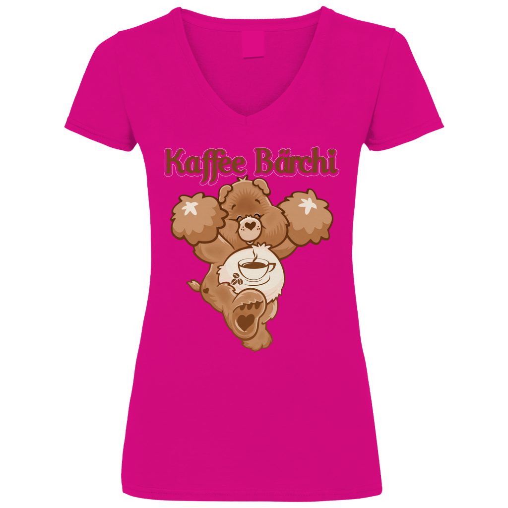 Kaffee Bärchi - Glücksbärchi - V-Neck Damenshirt