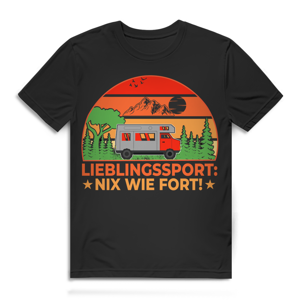 Lieblingssport Nix wie fort Wohnmobil Shirt Herren Camper Spruch Camping Urlaub Black