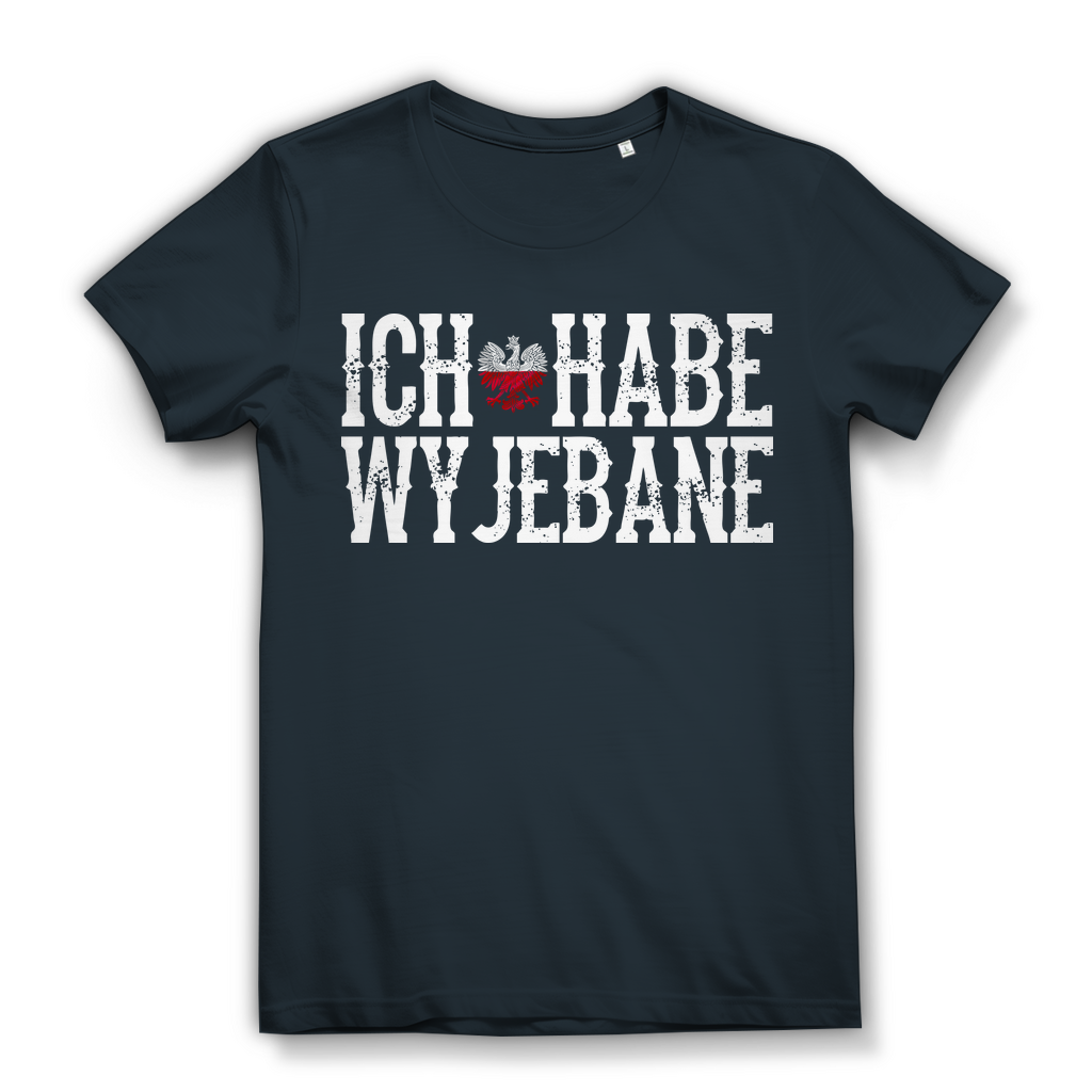 Ich habe wyjebane Damen Bio T-Shirt Polnisch Slang Weißadler Statement Spruch Dark Grey