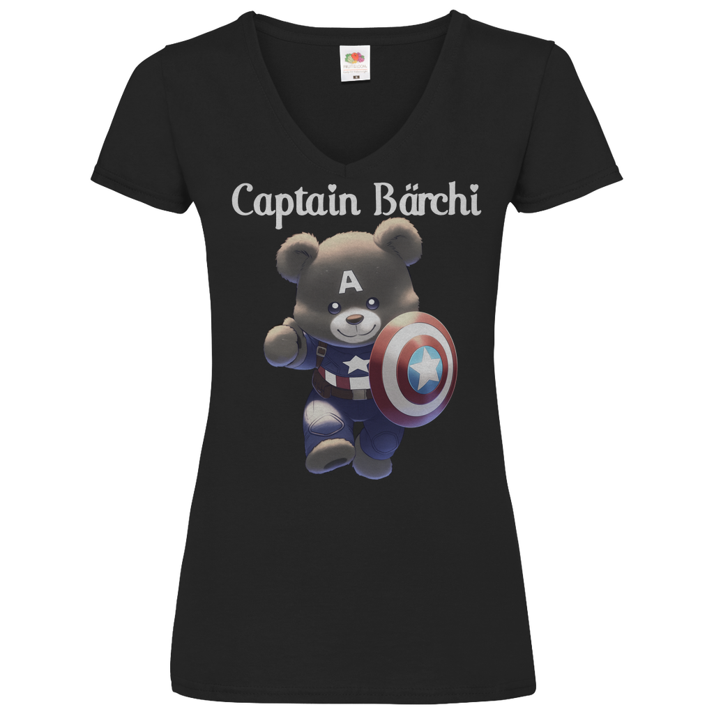 Captain Bärchi - Glücksbärchi - V-Neck Damenshirt Black