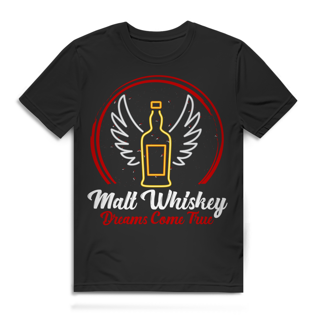 Premium Herren Bio T-Shirt Malt Whiskey Dreams Come True Spruch für Whiskeyfans Black