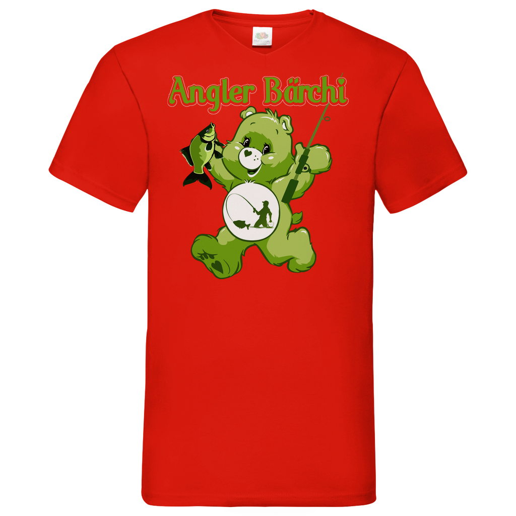 Angler Bärchi - Glücksbärchi - Herren V-Neck Shirt Red