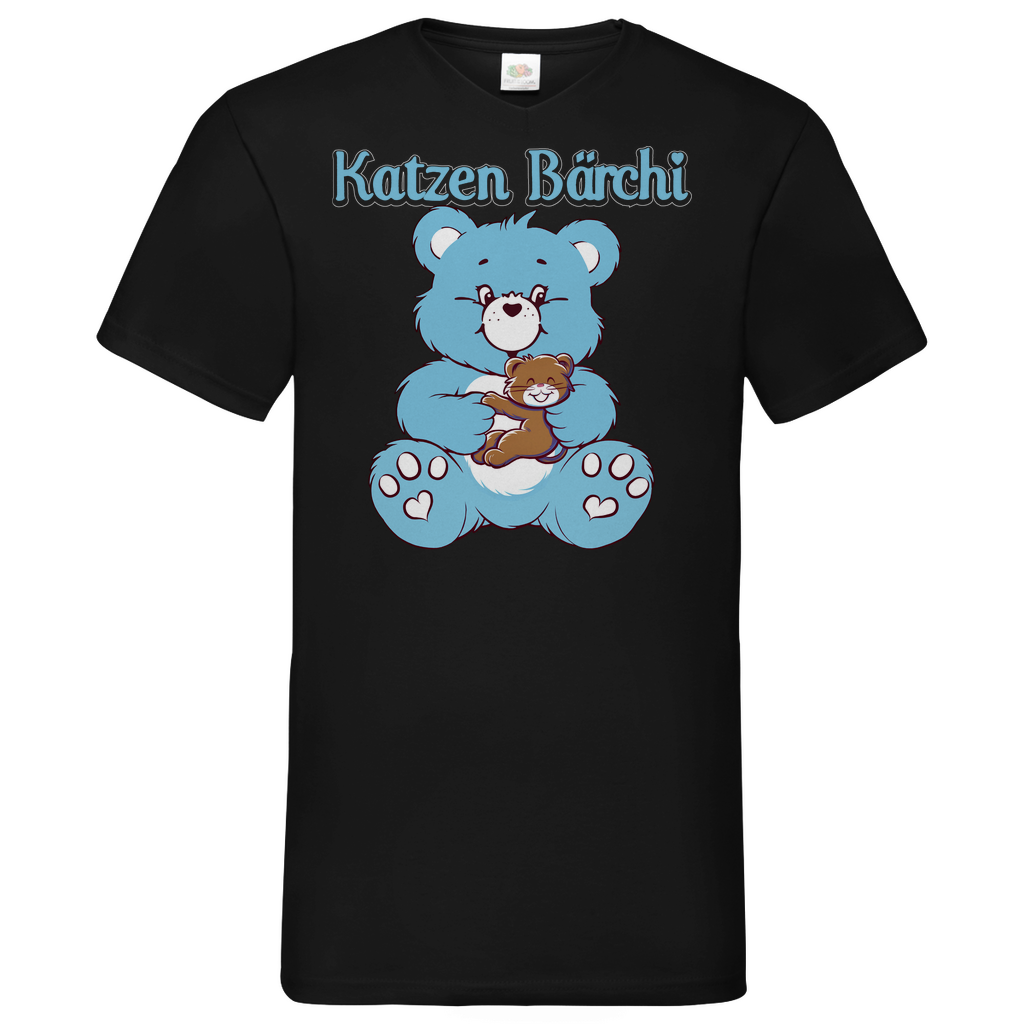 Katzen Bärchi - Glücksbärchi - Herren V-Neck Shirt Black
