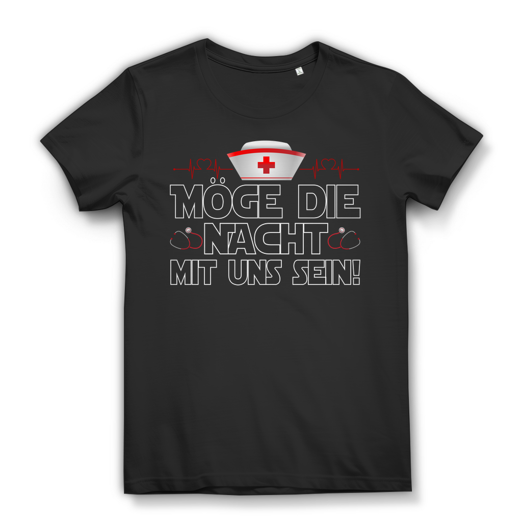 Damen T-Shirt – Möge die Nacht mit uns sein! – Pflege Nachtdienst Shirt Black