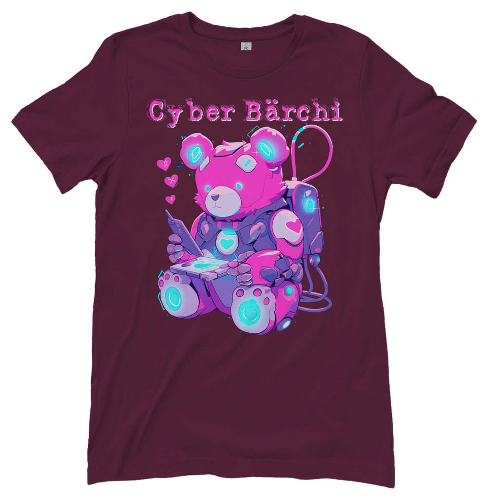 Cyber Bärchi - Glücksbärchi - Damenshirt Burgundy