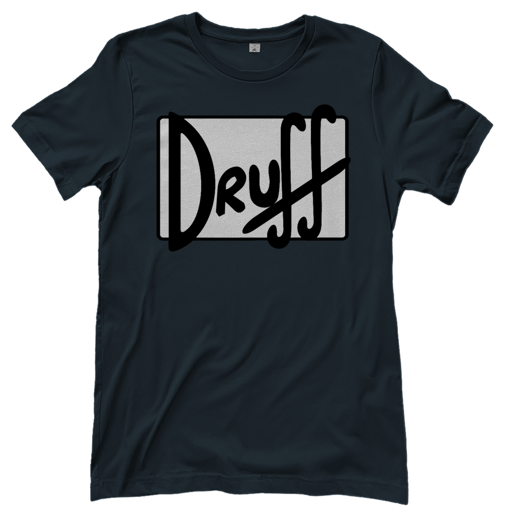 Damen T-Shirt druff – Bold Retro Logo Design im Cartoon-Style Dark Grey Solid
