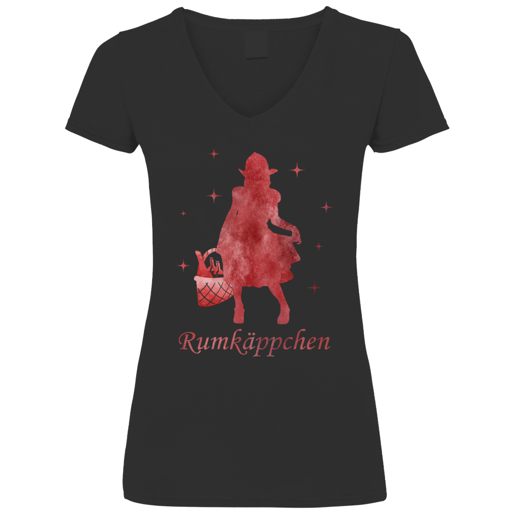 Rumkäppchen - Prinzessin Aquarell - V-Neck Damenshirt Black