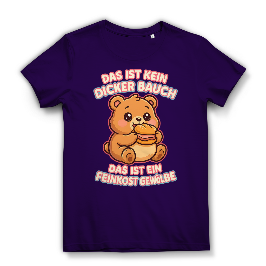 Damen Premium Bio T-Shirt Das Ist Kein Dicker Bauch Das Ist Ein Feinkost Gewölbe Teddybär Urban Purple