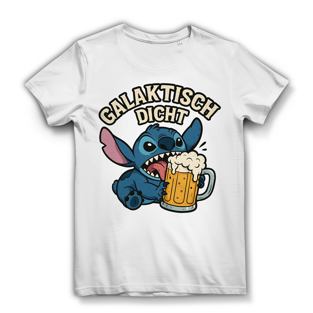 Stitch Galaktisch Dicht Bier Alien - Damen Premium Bio T-Shirt White
