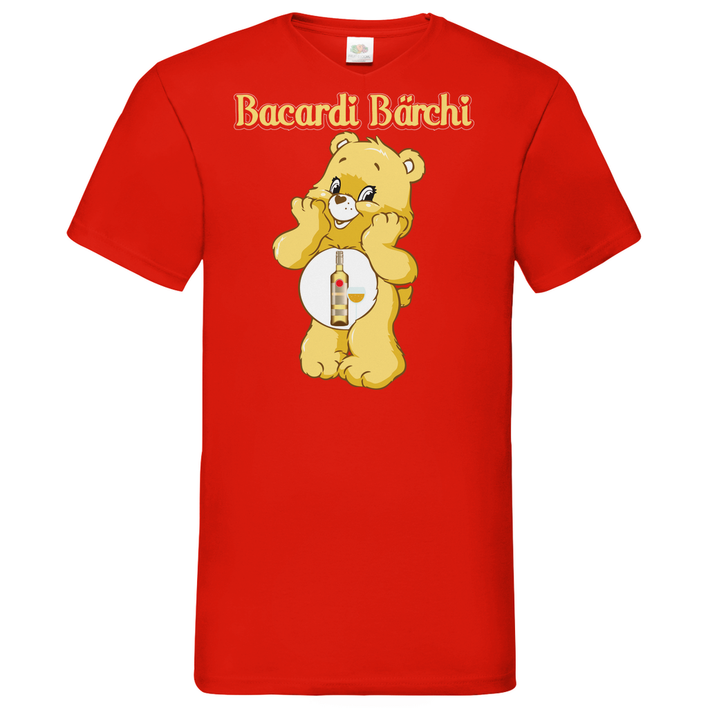 Bacardi Bärchi - Glücksbärchi - Herren V-Neck Shirt Red