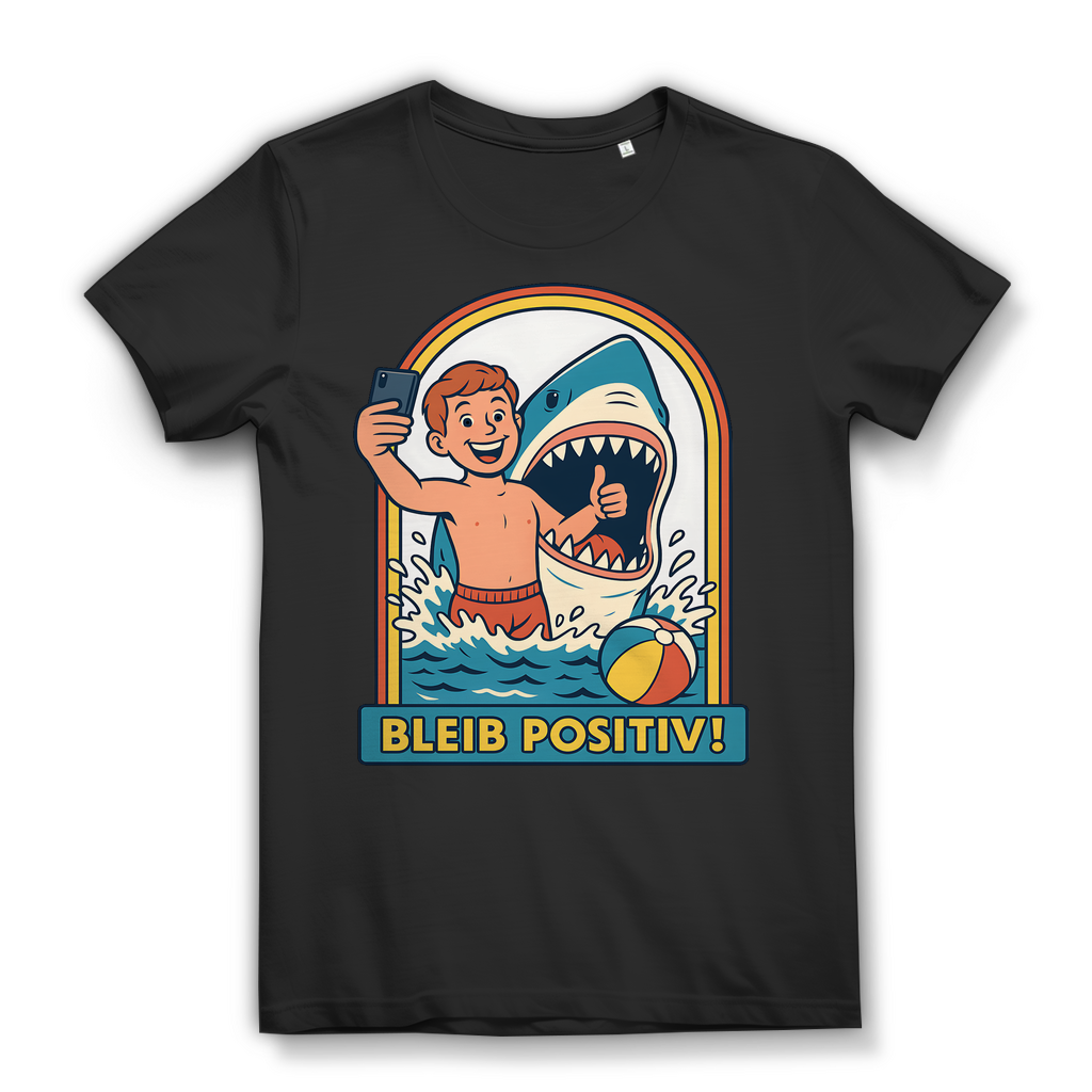 Bleib Positiv Hai Selfie Retro - Damen Premium Bio T-Shirt Black