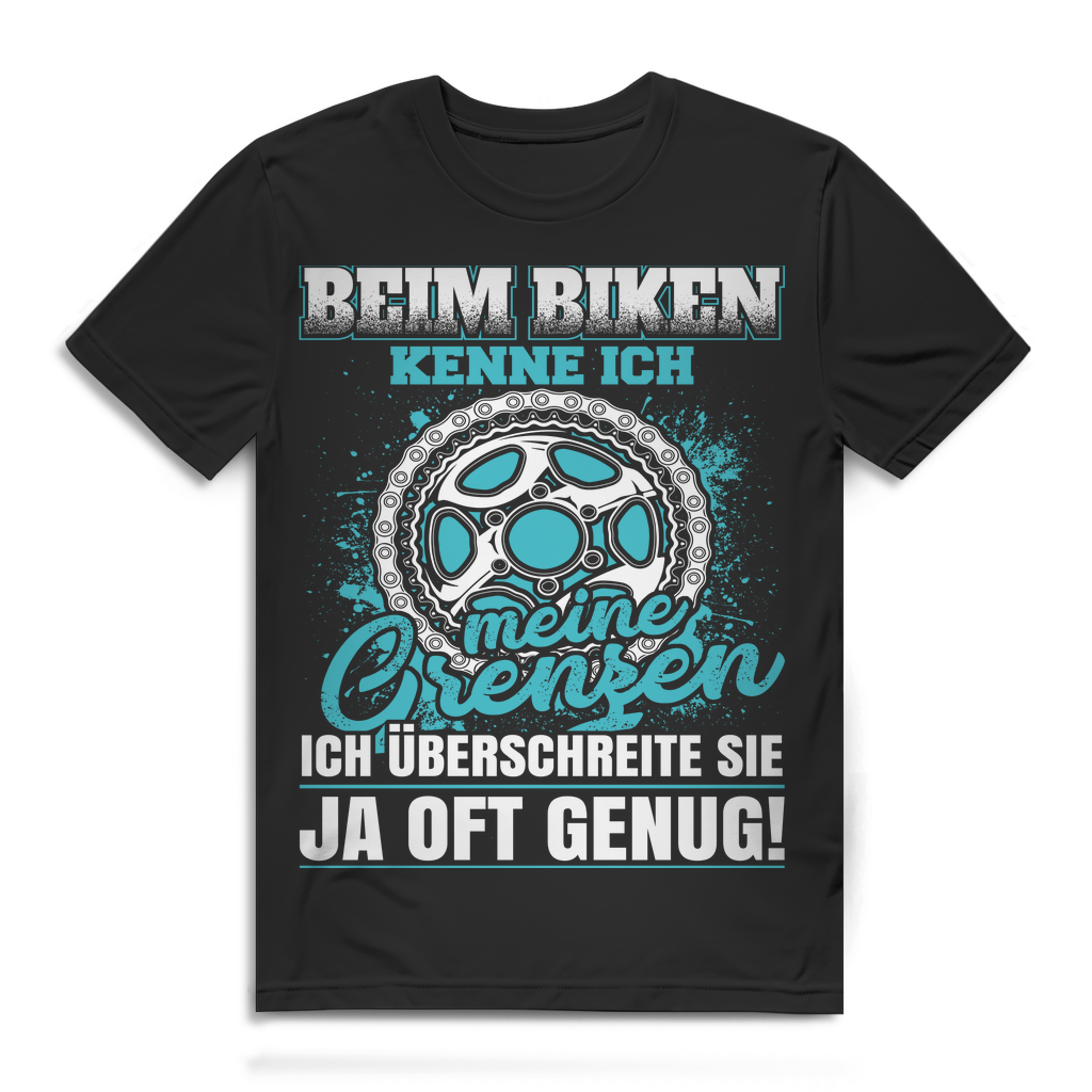 Herren T-Shirt Beim Biken kenne ich meine Grenzen - MTB Shirt Bio Baumwolle Black