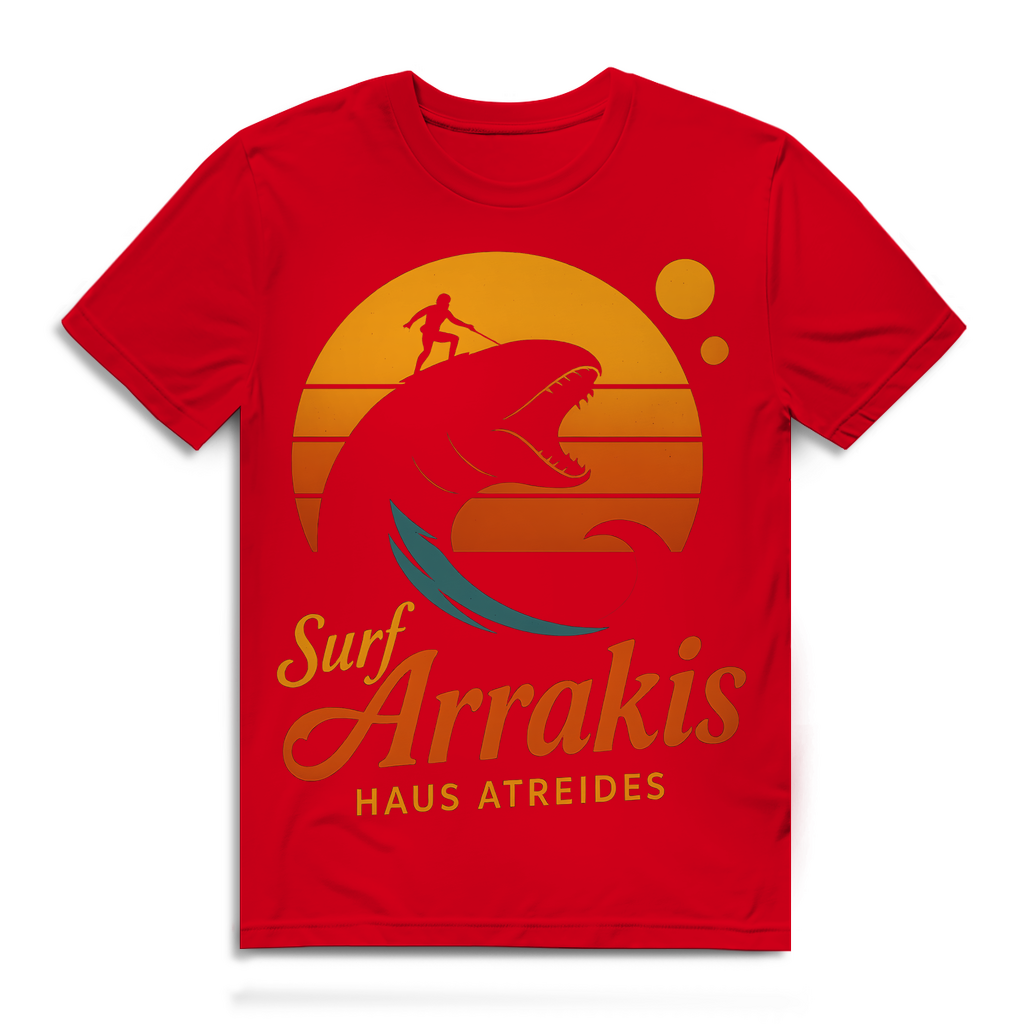 Surf Arrakis Sandwurm Retro Vintage Dune Haus Atreides - Herren Premium Bio T-Shirt Red