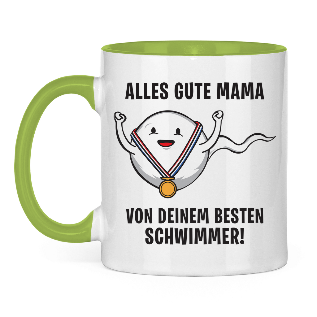 Alles gute Mama von deinem besten Schwimmer! - Tasse zweifarbig Light Green