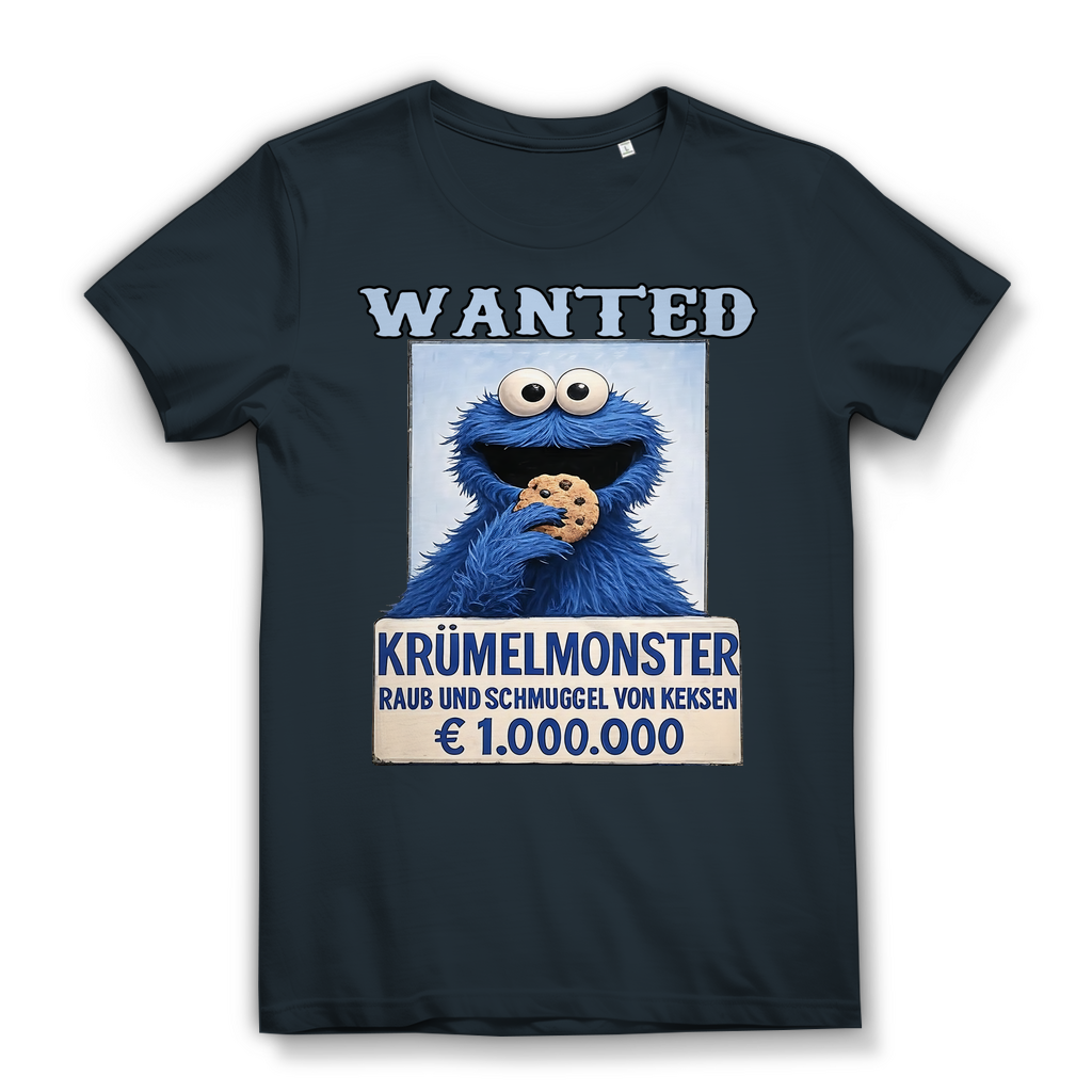 Wanted Krümelmonster Raub und Schmuggel von Keksen - Damen Premium Bio T-Shirt Dark Grey