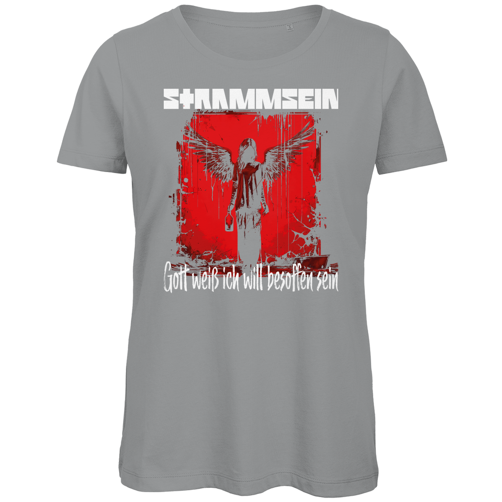Strammsein Gott weiß ich will besoffen sein - Damen Premium Bio T-Shirt Sport Grey Heather
