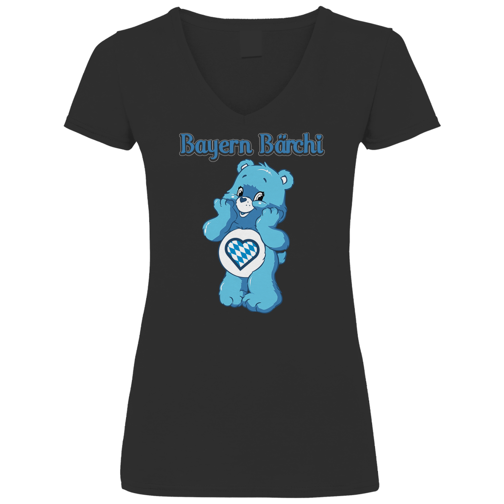 Bayern Bärchi - Glücksbärchi - V-Neck Damenshirt Black