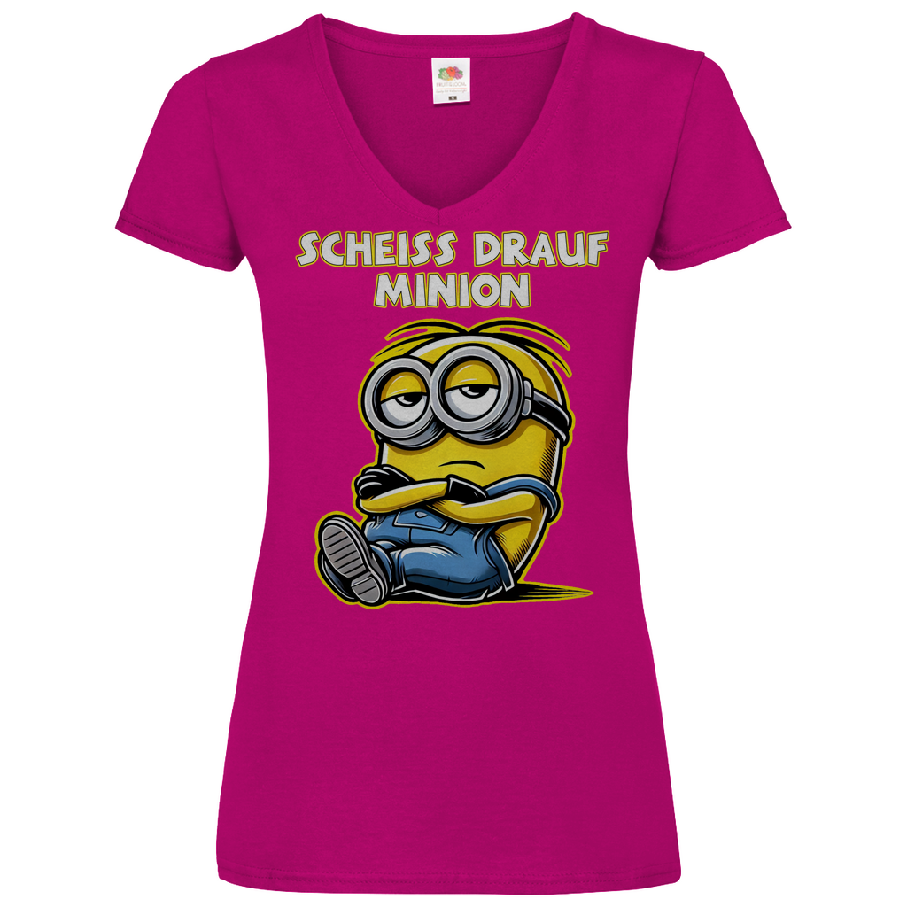 Scheiss drauf Minion - V-Neck Damenshirt