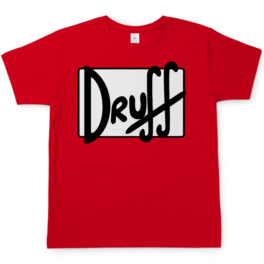 Herren T-Shirt druff – Bold Retro Logo Design im Cartoon-Style Red