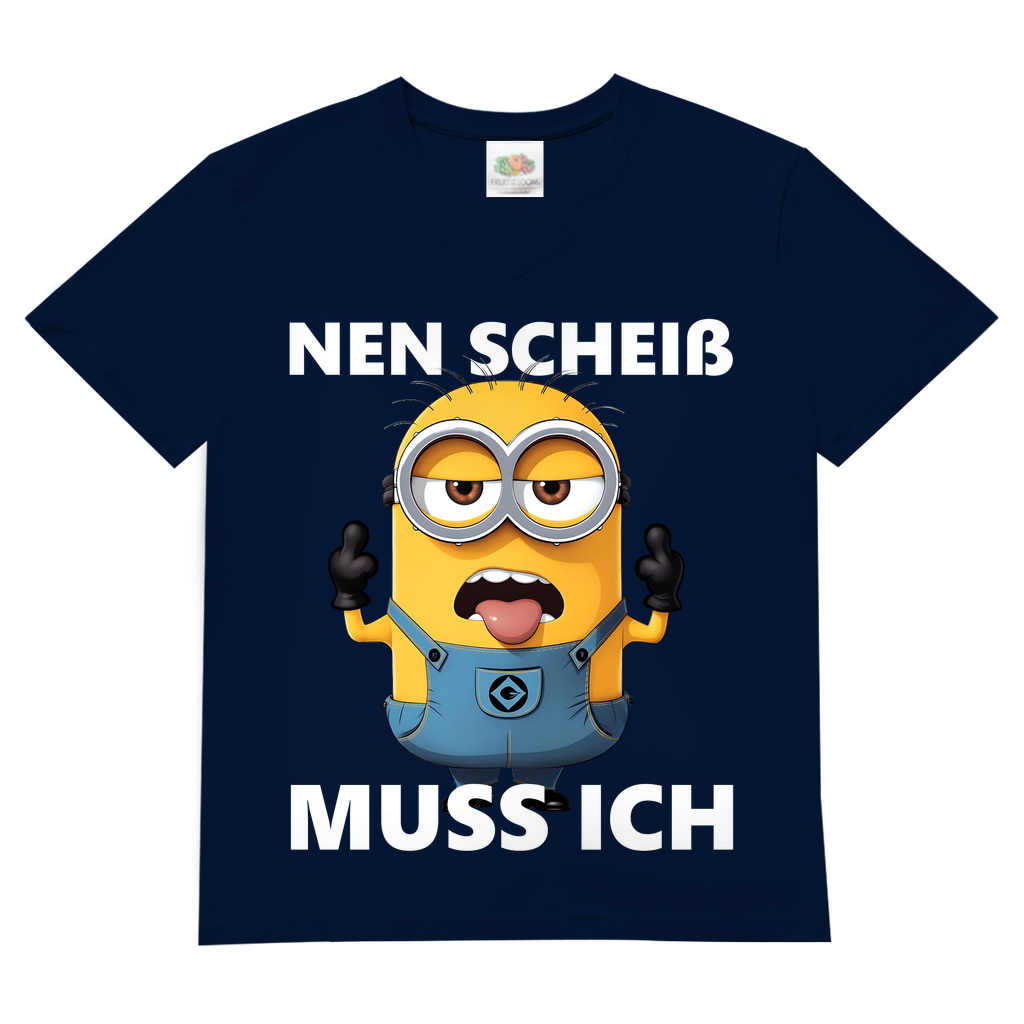 Herren V-Neck T-Shirt Nen Scheiß Muss Ich Minion