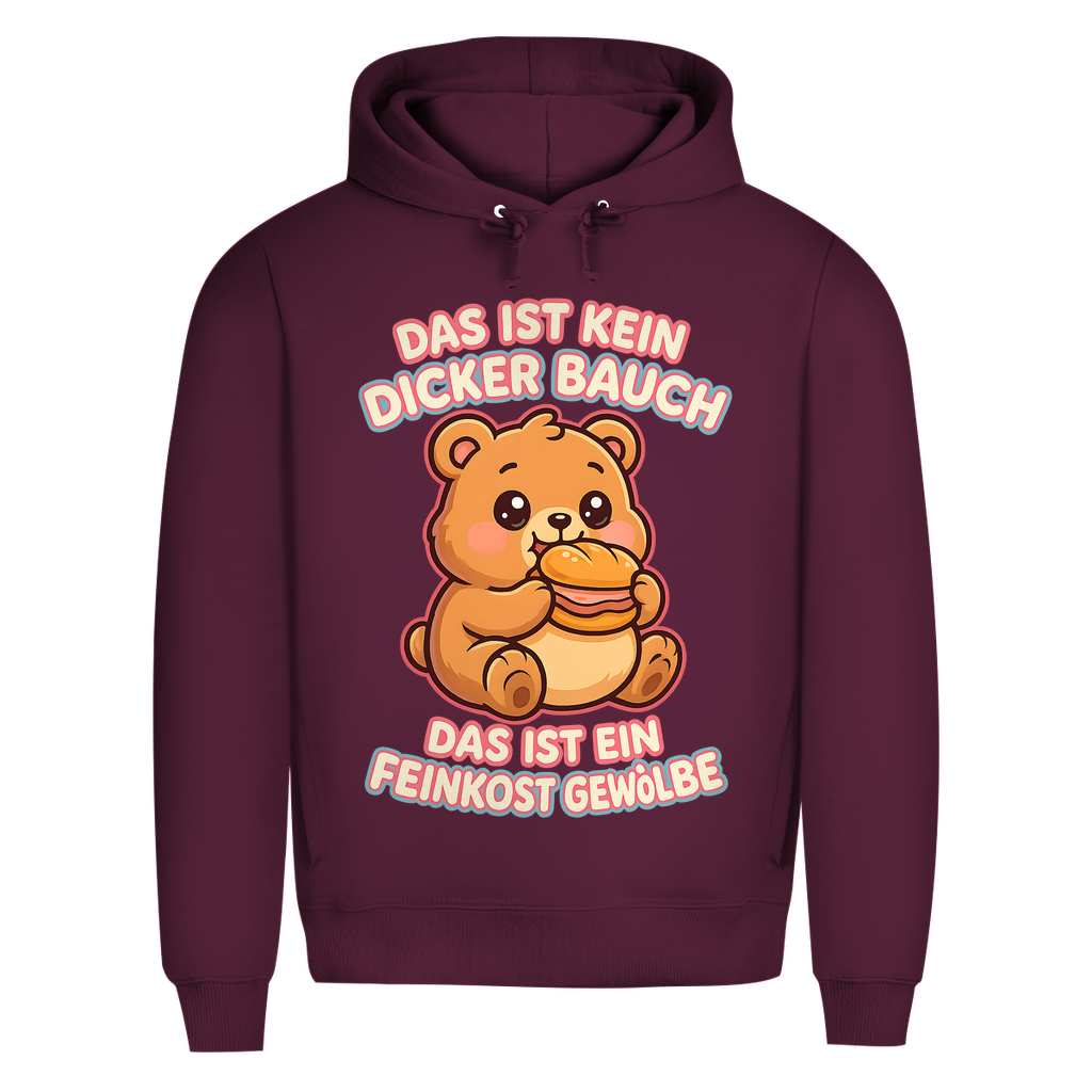 Herren Premium Bio Hoodie Das Ist Kein Dicker Bauch Das Ist Ein Feinkost Gewölbe Teddybär Burgundy