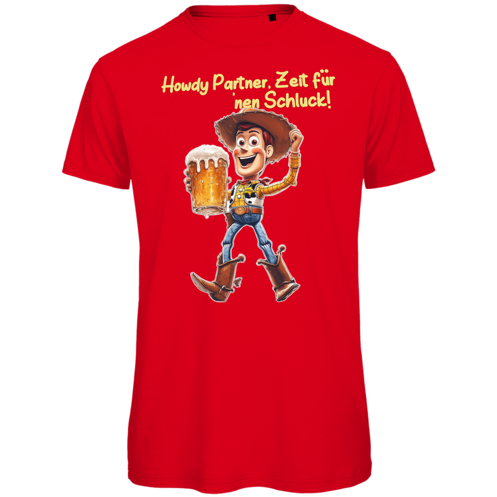 Howdy Partner Zeit für nen Schluck - Woody Toy Story - Herren Premium Bio T-Shirt Red