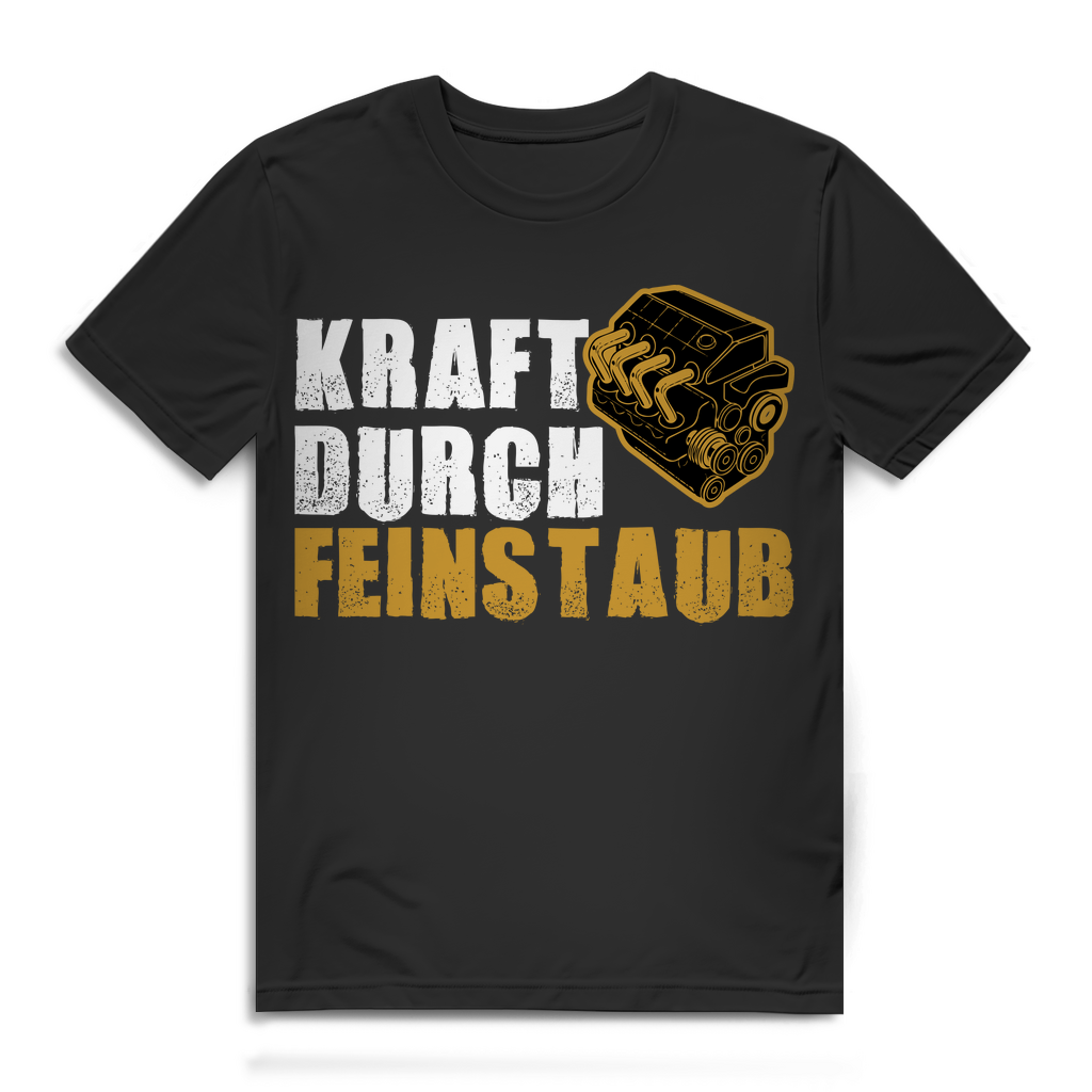 Herren T-Shirt Kraft durch Feinstaub Diesel Motorblock Schrauber Shirt Black