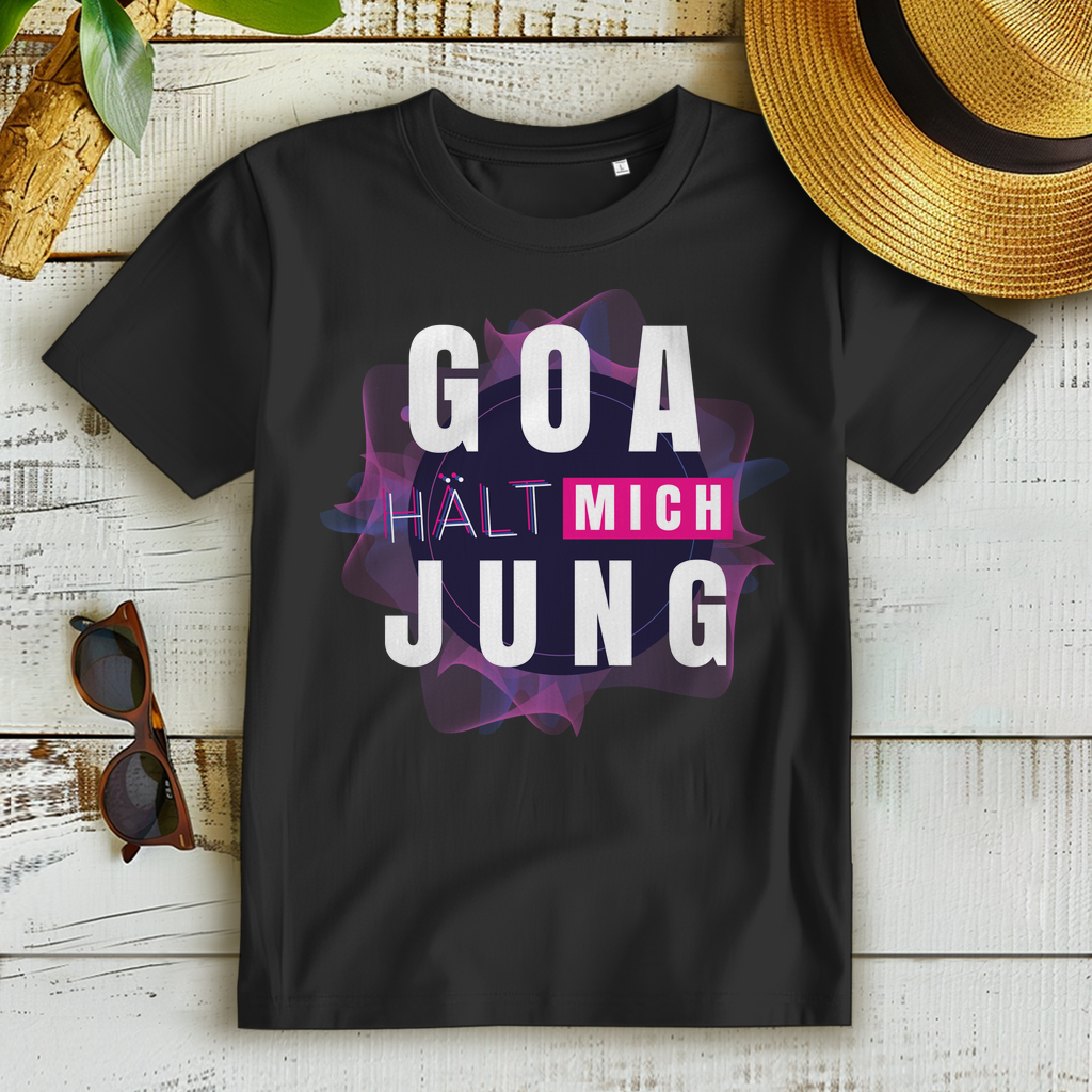 Goa Shirt Damen – Psytrance hält mich jung – Festival Design für Raverinnen