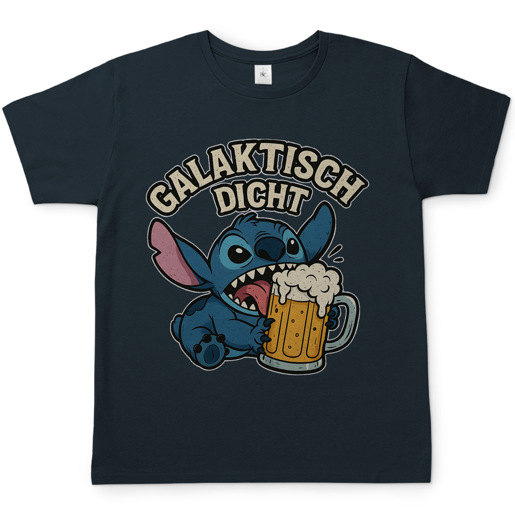 Stitch Galaktisch Dicht Bier Alien - Herren T-Shirt Dark Grey Solid