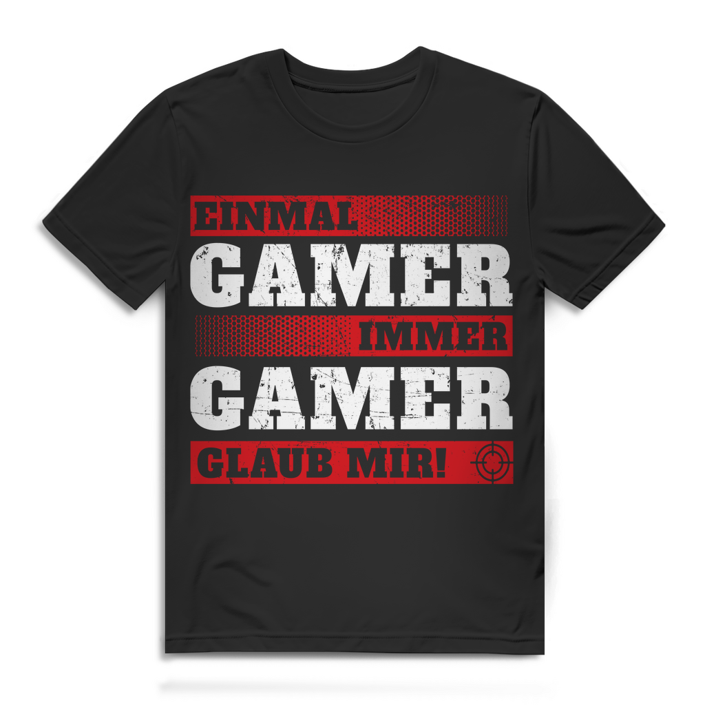 Einmal Gamer Immer Gamer – Lustiges Zocker Shirt Männer mit Gaming Spruch Black