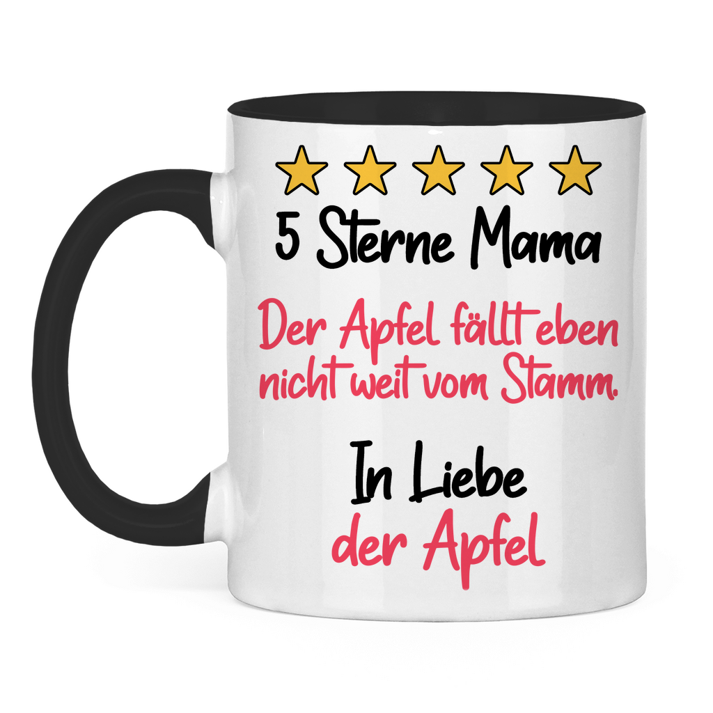 5 Sterne Mama in liebe der Apfel - Tasse zweifarbig Black