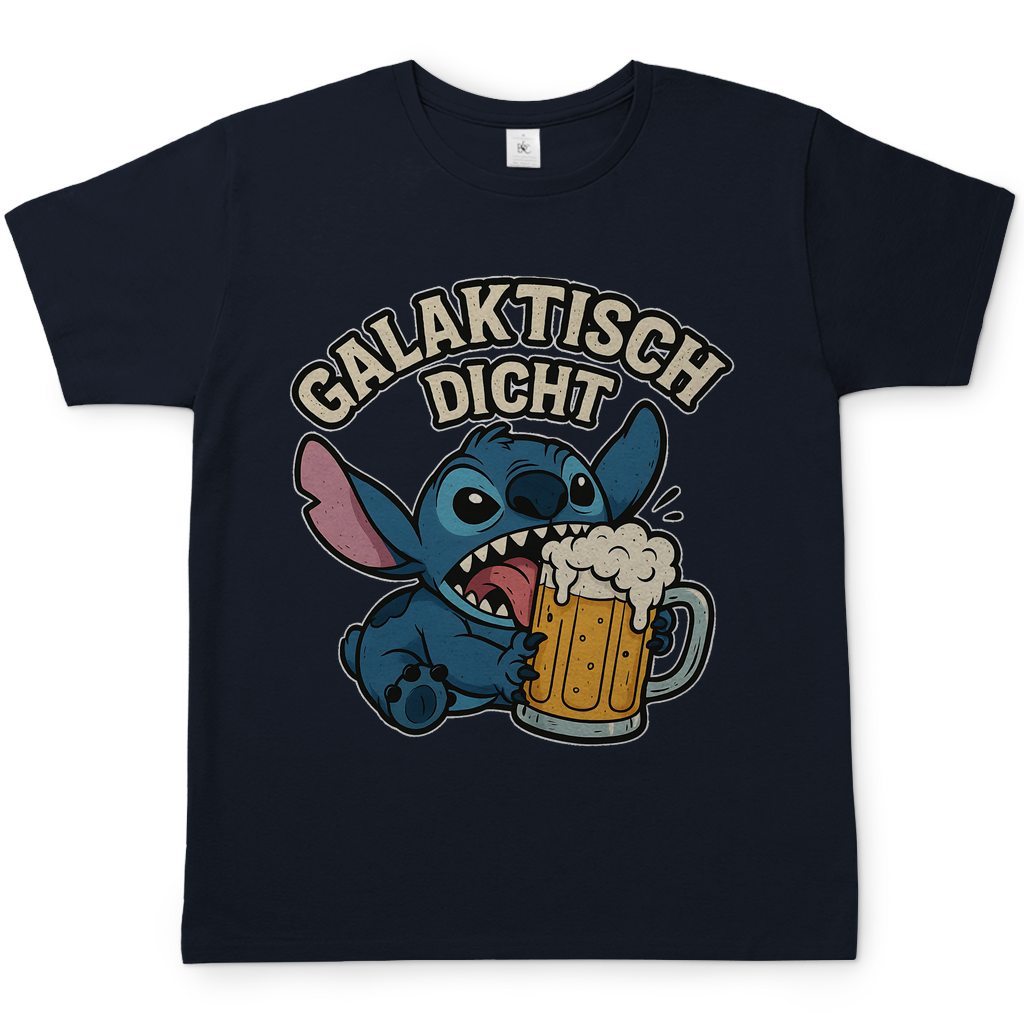 Stitch Galaktisch Dicht Bier Alien - Herren T-Shirt Navy