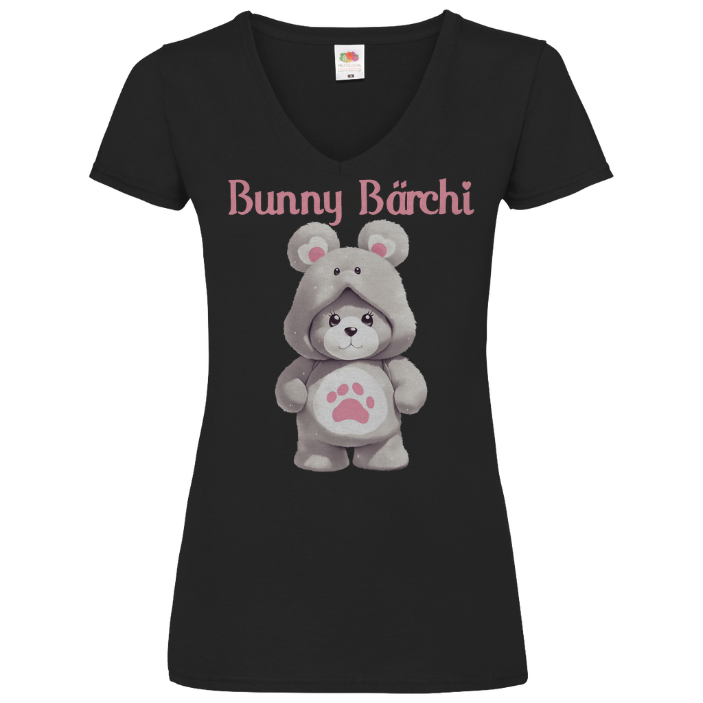 Bunny Bärchi - Glücksbärchi - V-Neck Damenshirt Black