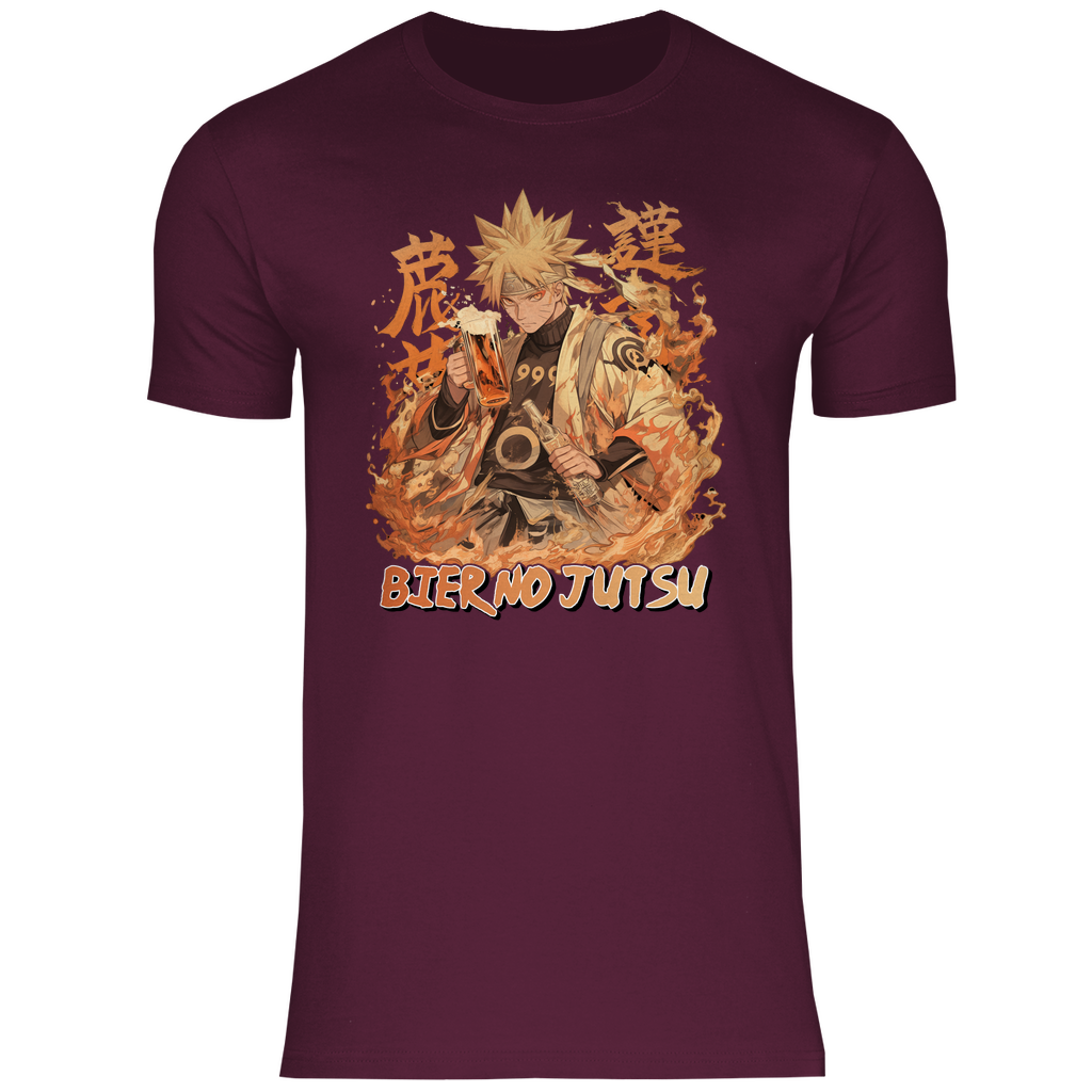 Naruto Bier no Jutsu - Herren Shirt Burgundy