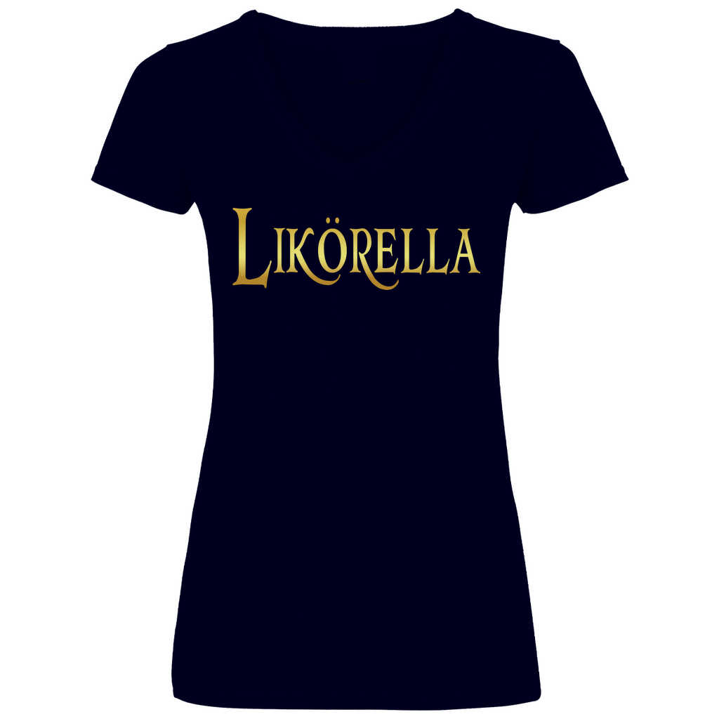 Likörella - Prinzessin Gold - V-Neck Damenshirt Deep Navy