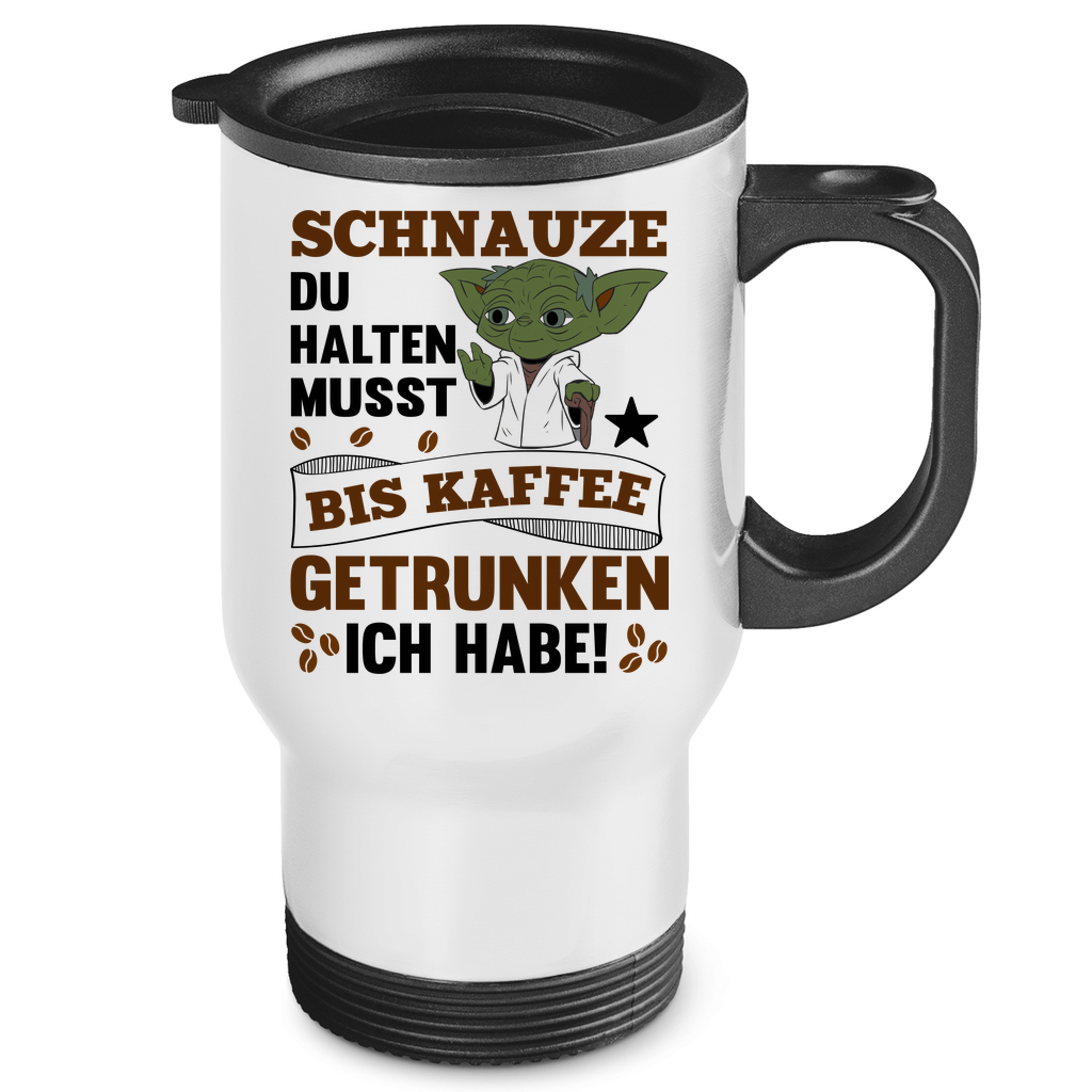 Schnauze du halten musst bis Kaffee getrunken ich habe! Yoda - Edelstahl-Thermobecher White